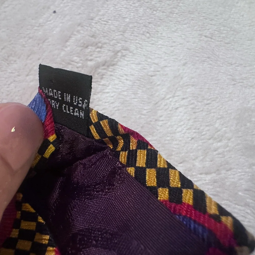 Muhammed Ali Neckwear Handmade Silk Tie Knockout gold Geometric Colorful VTG USA